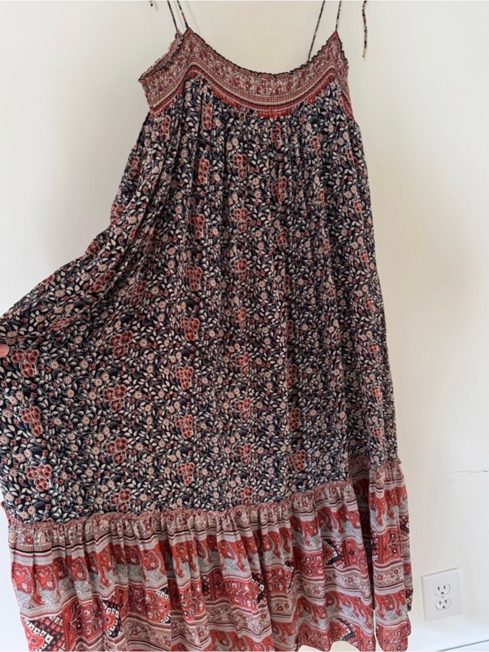 Ulla Johnson Navy and Rust Bohemian Midi Dress - Picture 3 of 7